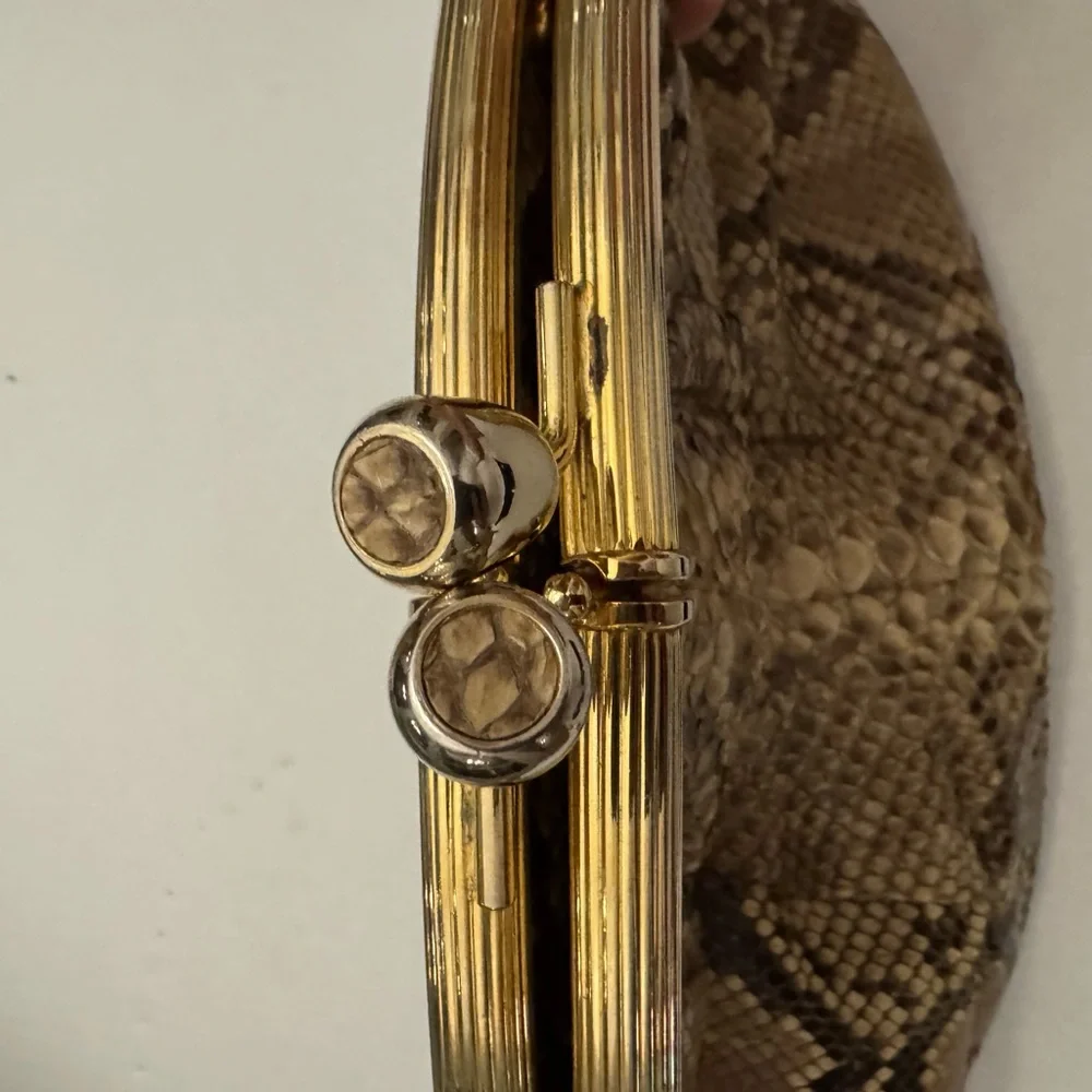 Elegant Brown Snakeskin Clutch
